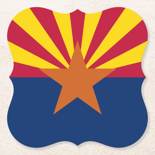 Arizona Flag: Setting Star Sun, The Copper State Paper Coaster (Front)