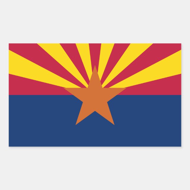 Arizona Flag: Setting Star Sun, The Copper State Rectangular Sticker (Front)