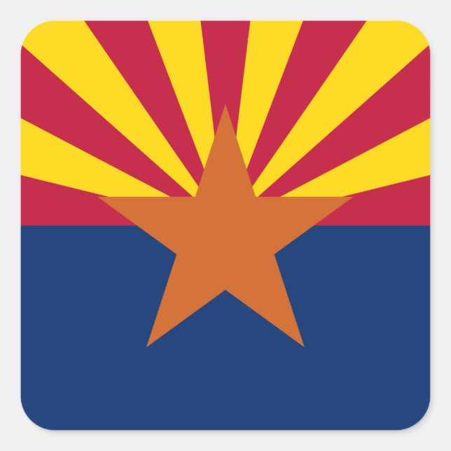 Arizona Flag: Setting Star Sun, The Copper State Square Sticker (Front)