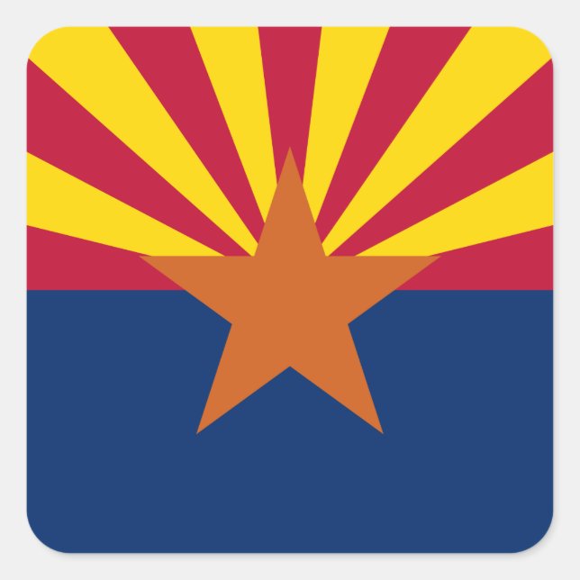 Arizona Flag: Setting Star Sun, The Copper State Square Sticker (Front)