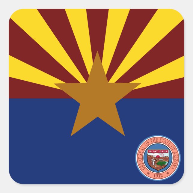 Arizona flag square sticker (Front)