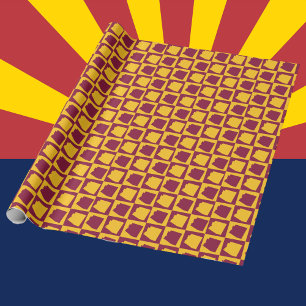Arizona Geometric Pop Art Maroon and Gold Pattern Wrapping Paper