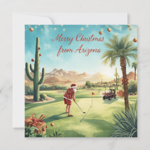 Arizona Golf Christmas in Arizona Santa Claus Holiday Card