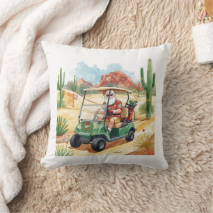 Arizona Golf Christmas Santa drives golf cart Cushion