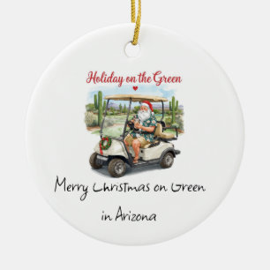 Arizona Golfer Santa Golfing  Holiday  Ceramic Tree Decoration