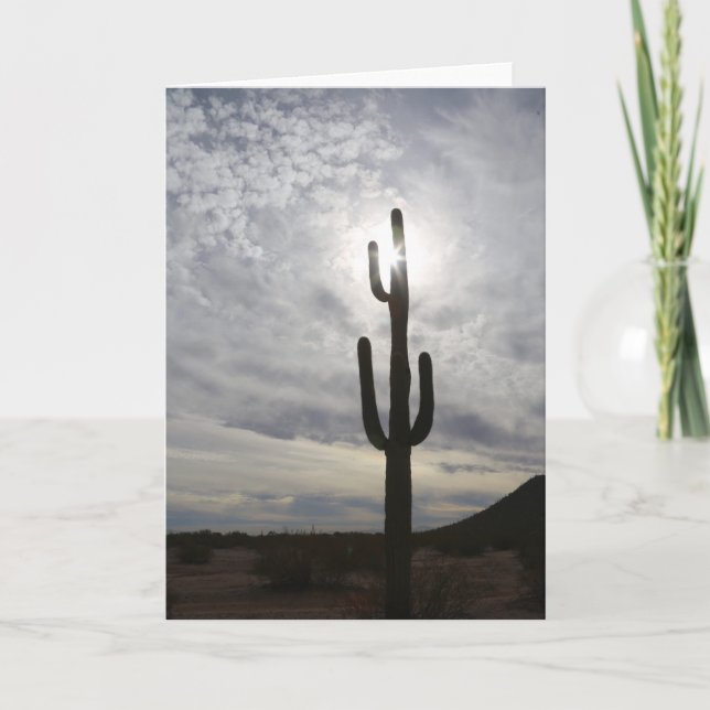 Arizona Greeting Card Saguaro Sunset (Front)