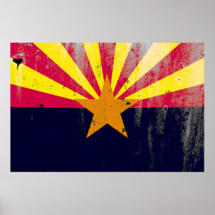 Arizona Grunge State Flag Poster