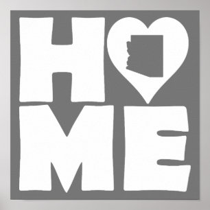 Arizona Home Heart State Poster Sign