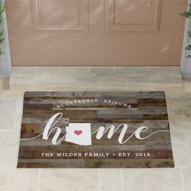 Arizona Home State Personalised Wood Look Doormat (Creator Uploaded)