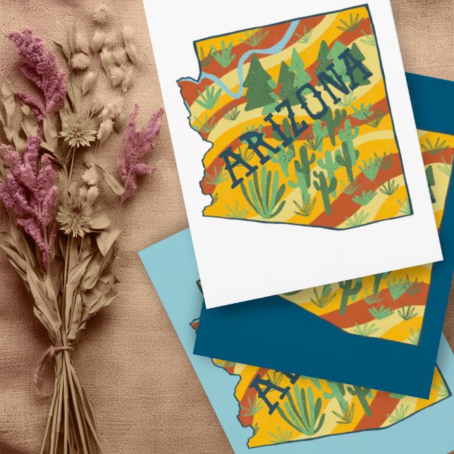 Arizona Illustrated Map Postcard (Fantastic colorful Arizona state map custom postcard. Add your own text)
