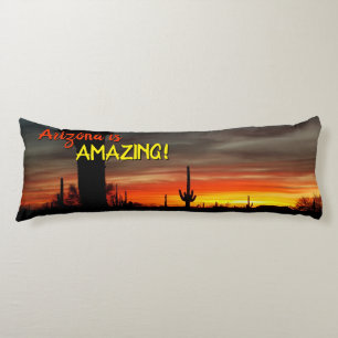 "Arizona is Amazing!" Sunset Sonoran Desert Cactus Body Cushion