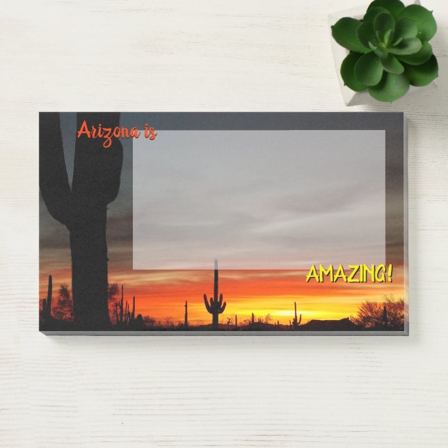 "Arizona is Amazing!" Sunset Sonoran Desert Cactus Post-it Notes (Office)