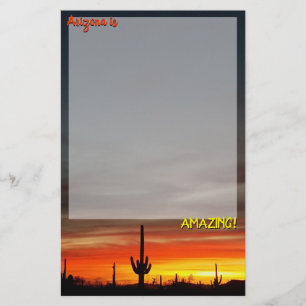 "Arizona is Amazing!" Sunset Sonoran Desert Cactus Stationery