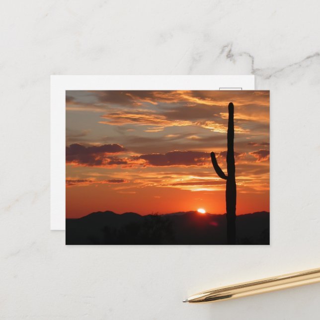 Arizona landscape sunset postcard (Front/Back In Situ)