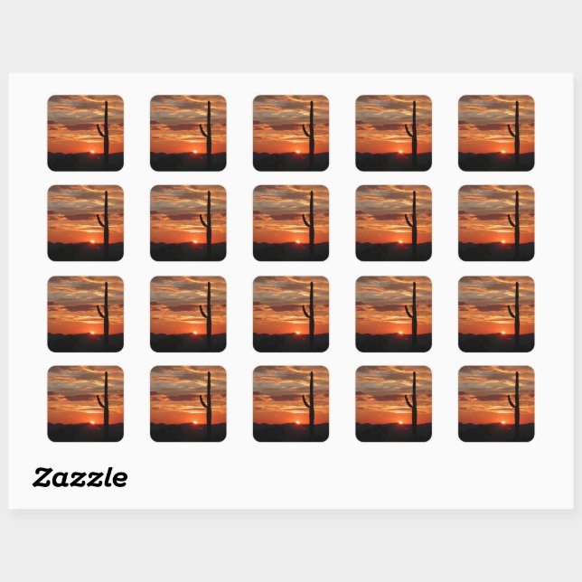 Arizona landscape sunset square sticker (Sheet)