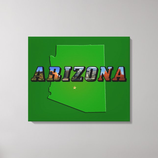 Arizona Map and Picture Text Canvas Print (Front)