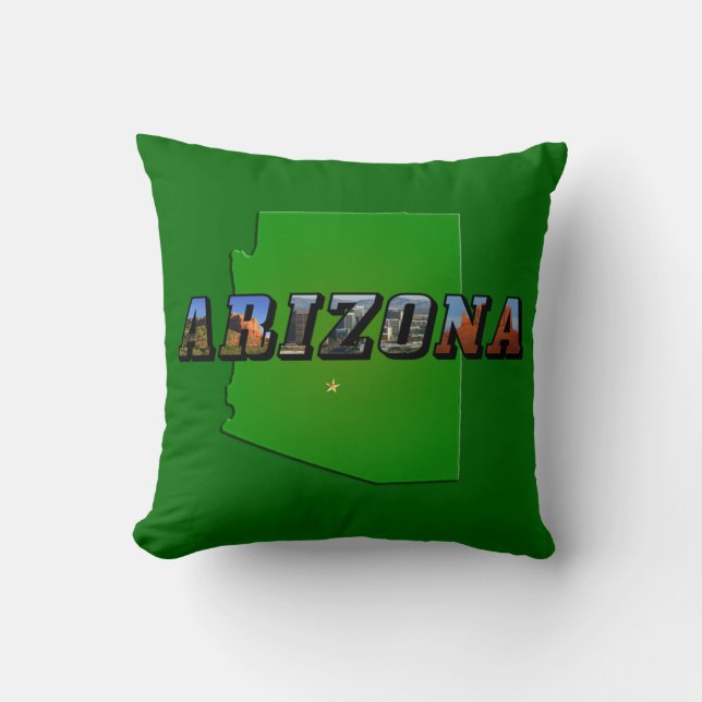 Arizona Map and Picture Text Cushion (Front)