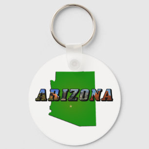 Arizona Map and Picture Text Key Ring
