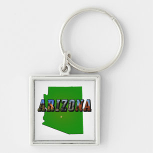 Arizona Map and Picture Text Key Ring