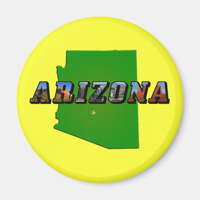 Arizona Map and Picture Text Magnet (Front)