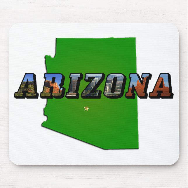 Arizona Map and Picture Text Mouse Pad (Front)