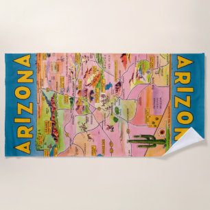 Arizona Map Beach Towel