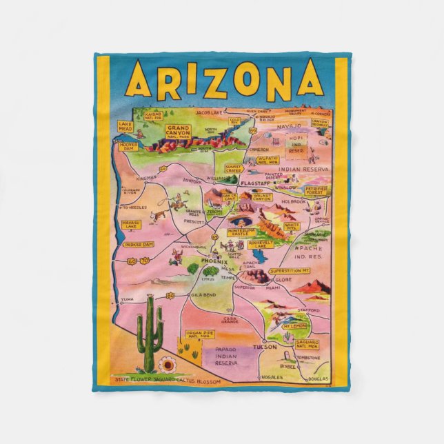 Arizona Map  Fleece Blanket (Front)