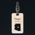 Arizona Map Luggage Tag for Wedding Party Welcome<br><div class="desc">These state luggage tags make the perfect wedding party gift tags or welcome bag tags. Tie it to your bridesmaid gifts instead of a typical paper gift tag, and they can use it for months and years to come. Tags have a peach apricot watercolor background. To place the heart at...</div>