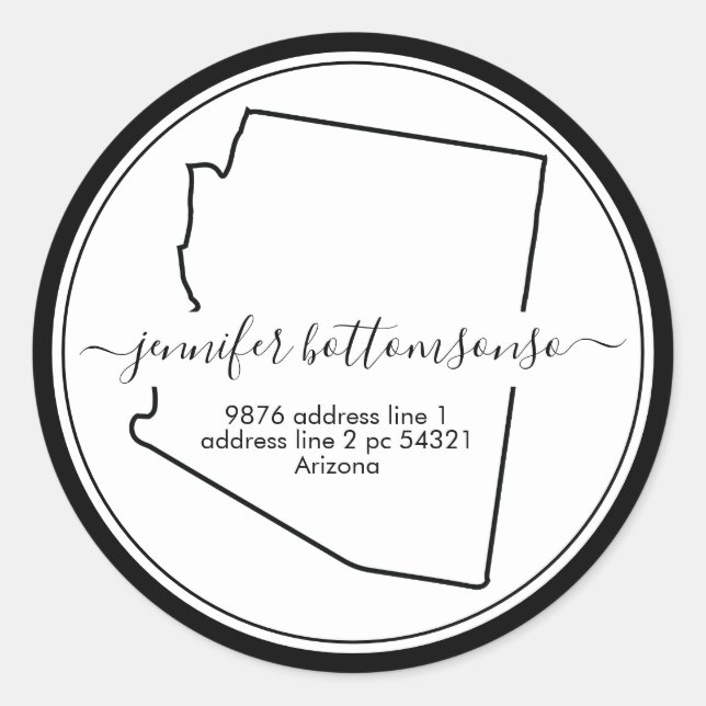 Arizona map return address Signature Classic Round Sticker (Front)
