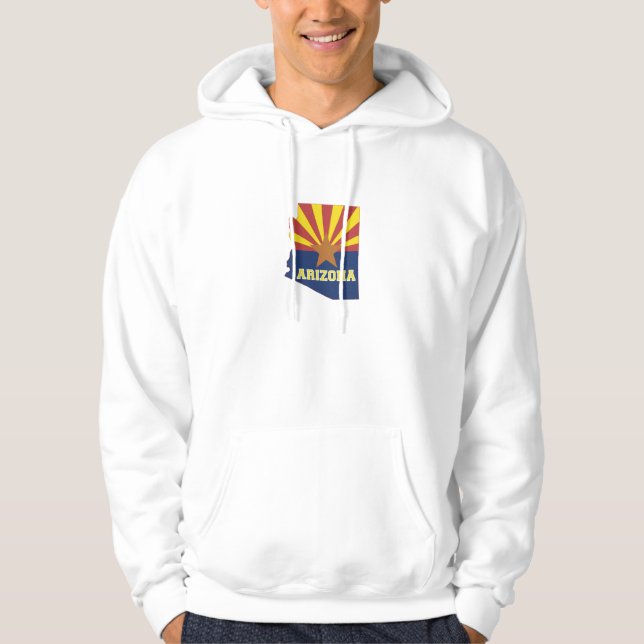 Arizona Map Shaped Arizonan State Flag Yellow Blue Hoodie (Front)