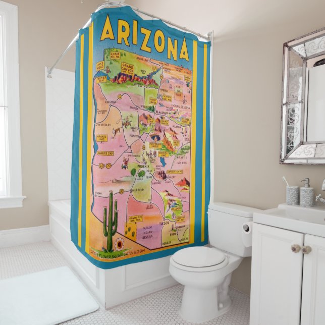 Arizona Map  Shower Curtain (In Situ)