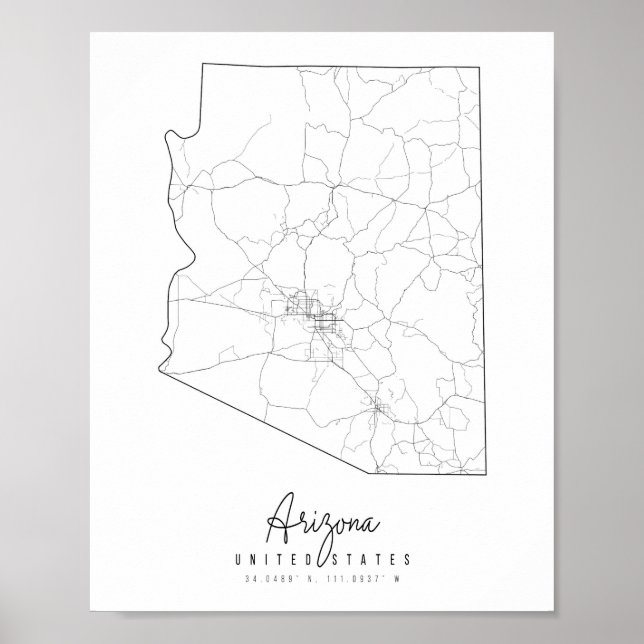 Arizona Minimal Street Map Poster (Front)