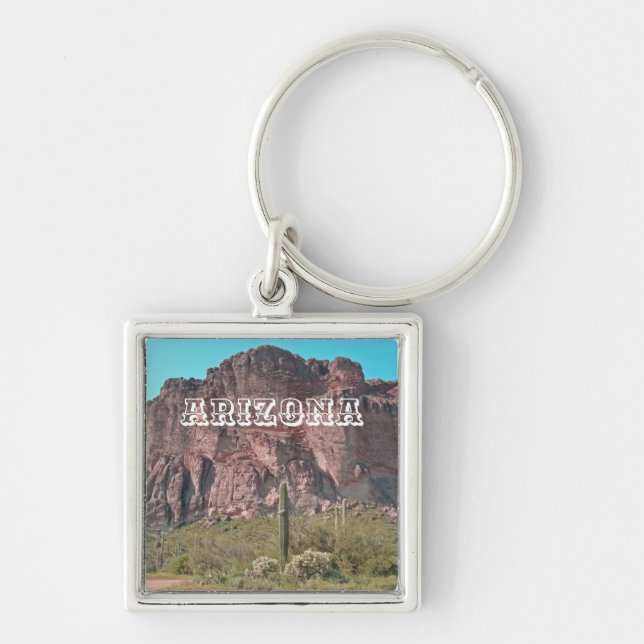 Arizona Mountain Saguaro Cactus Photo Southwest Key Ring (Front)