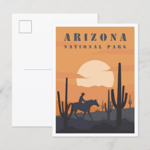 Arizona National Park Vintage Travel Illustration Postcard