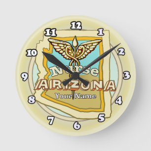 Arizona Nurse Caduceus Round Clock