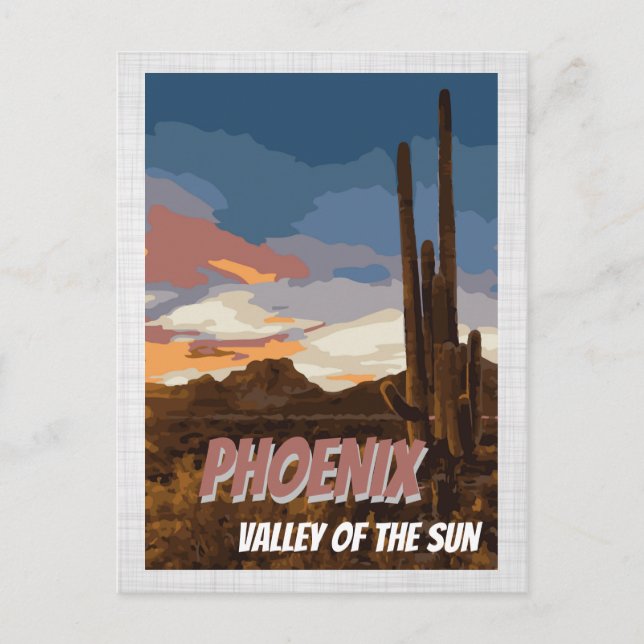 Arizona Phoenix Valley of the Sun Cactus Postcard (Front)