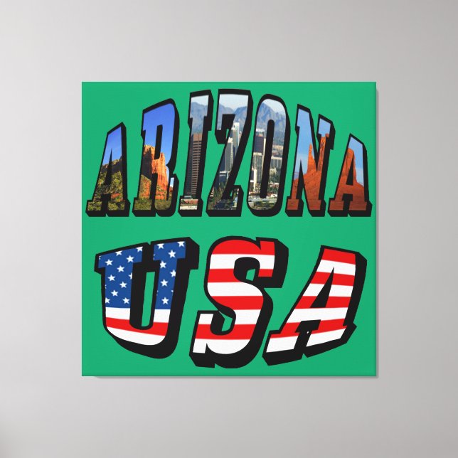 Arizona Picture and USA Flag Text Canvas Print (Front)