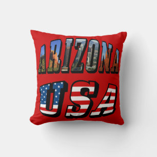 Arizona Picture and USA Flag Text Cushion