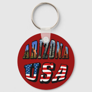Arizona Picture and USA Flag Text Key Ring