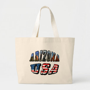 Arizona Picture and USA Flag Text Large Tote Bag