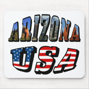Arizona Picture and USA Flag Text Mouse Pad