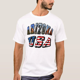 Arizona Picture and USA Flag Text T-Shirt