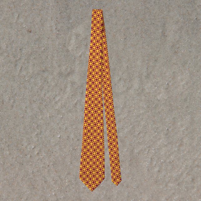 Arizona Pop Art Checkerboard Maroon Gold Tie (A tie featuring the US state of Arizona in a maroon and gold yellow pattern)
