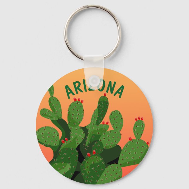 Arizona Prickly Pare Desert Sunset Key Ring (Front)