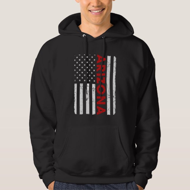Arizona Pride Retro Vintage Old American Flag Hoodie (Front)