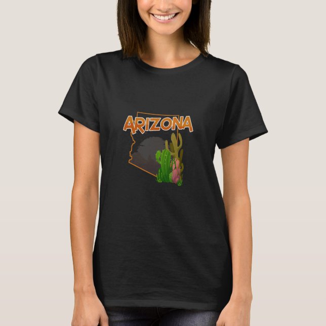 Arizona Pride State Map Cactus Vintage T-Shirt (Front)