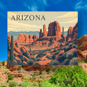 Arizona Red Rocks Vintage Travel Retro Postcard