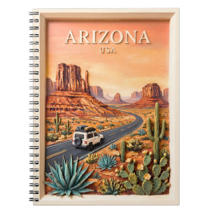 Arizona Road Trip Vintage Monument Valley Desert Notebook