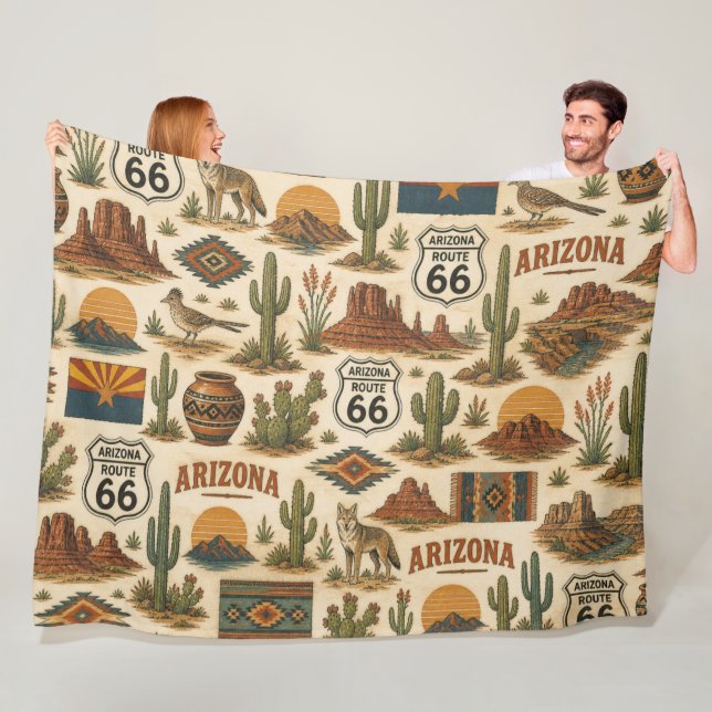 Arizona Route 66 Desert Dreams Fleece Blanket (In Situ)