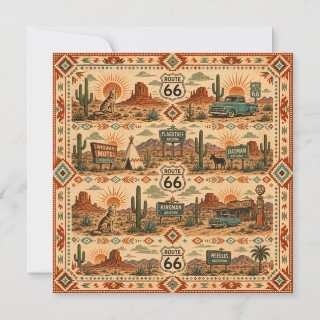 Arizona Route 66 Desert Greetings Card (Front)